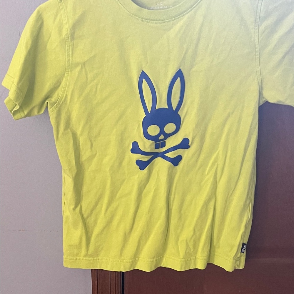 Psycho Bunny Yellow Kids T-Shirt with Blue Graphic